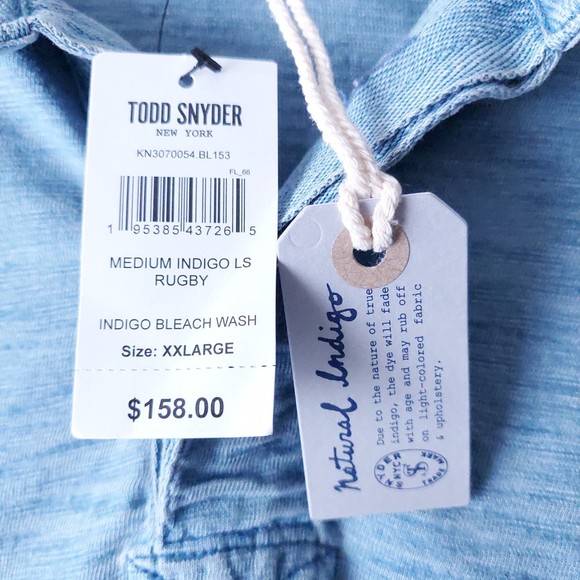 Todd Snyder Shirt Mens Medium Indigo Bleach Wash LS Rugby Shirt Sz XXL NWT - Picture 4 of 15